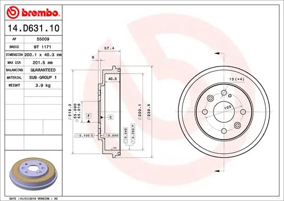 Dagaanbieding Remtrommel Brembo 14.D631.10