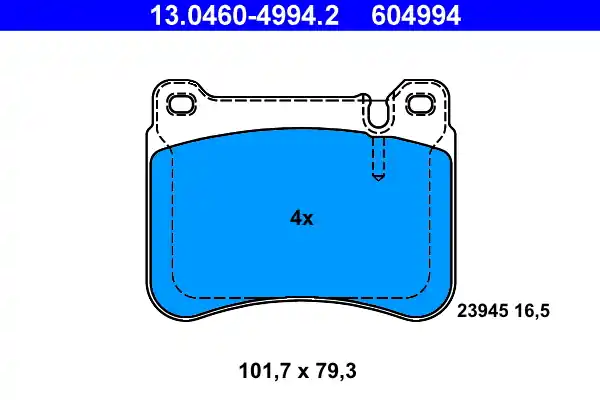 Geld-Terug-Garantie Remblokset ATE 13.0460-4994.2