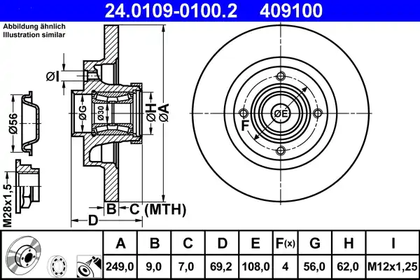Remschijven ATE 24.0109-0100.2 Professioneel