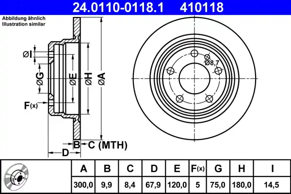 Fabrieksprijs Remschijven ATE 24.0110-0118.1
