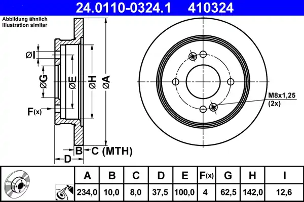 Remschijven ATE 24.0110-0324.1 Dagaanbieding