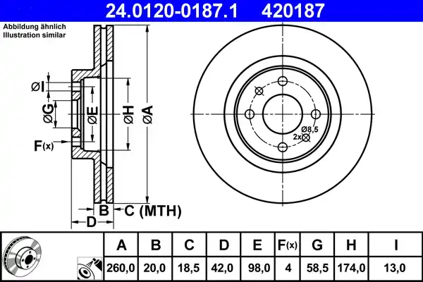 Remschijven ATE 24.0120-0187.1 Modern