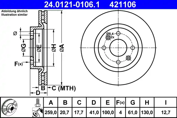 Merkproduct Remschijven ATE 24.0121-0106.1