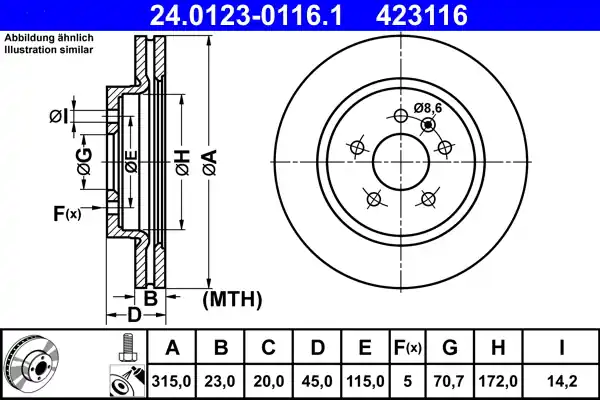 Remschijven ATE 24.0123-0116.1 Merkproduct