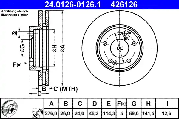Remschijven ATE 24.0126-0126.1 Dagaanbieding