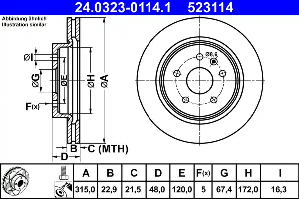 Remschijven ATE 24.0323-0114.1 Flitsaanbieding