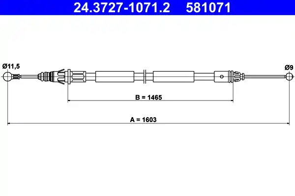 Handremkabel ATE 24.3727-1071.2 Luxe